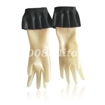 Кружевные перчатки из 100% латекса, черные и прозрачные, для маскарада, косплея