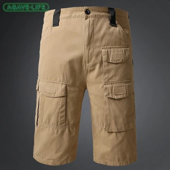 Летние мужские Свободные прямые шорты-карго, быстросохнущие тактические короткие брюки, водонепроницаемые короткие брюки с несколькими карманами, Мужская верхняя одежда