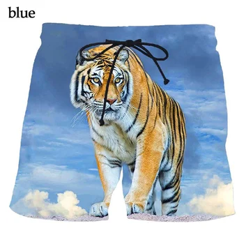 Летние Новые модные мужские/женские повседневные шорты с 3D принтом тигра
