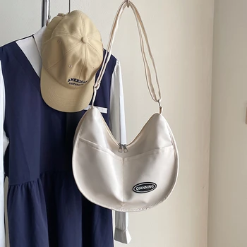 Летняя новая женская сумка большой емкости, повседневная нейлоновая сумка через плечо, сумка для пельменей, высококачественная однотонная сумка через плечо