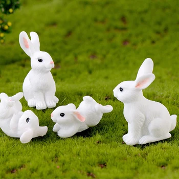 Милый Кролик из смолы, украшение для дома, Миниатюрный Пейзаж, Миниатюрные Фигурки мини-Кролика, Украшающие дома, Пасхальные украшения