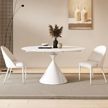 Многофункциональный легкий роскошный обеденный стол из каменной плиты, квадратного и кругового вращения, регулируемый обеденный стол, современный и простой