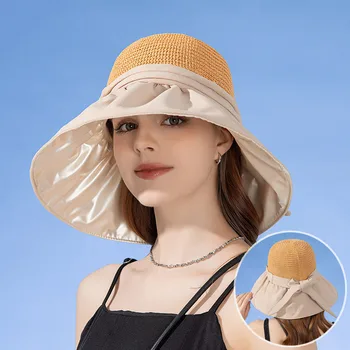 Мода бантом Солнца ведро шляпа для женщин летние соломенные шляпы пляжные УФ-защита кепки женский открытый широкими полями, Рыбацкая кепка