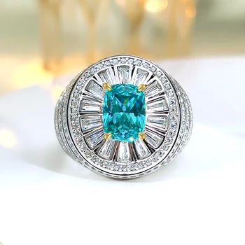 Модное красочное кольцо из серебра 925 пробы, инкрустированное высокоуглеродистыми бриллиантами, элегантное и изящное, изящное и маленькое женское