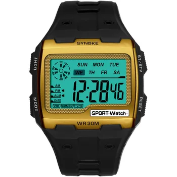 Модные спортивные электронные часы с квадратным большим циферблатом, мужские светящиеся водонепроницаемые ударные ручные часы, студенческие уличные цифровые наручные часы
