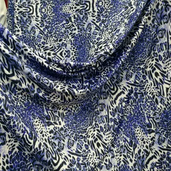 Молочный шелковый низ, синяя эластичная ткань с леопардовым принтом для платья для латиноамериканских танцев, скатерть для стола, ткань для шитья своими руками, ткань для домашнего декора.