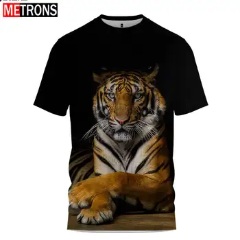 Мужская футболка с рисунком дикой природы и тигра в стиле хип-хоп 2023 года, летняя футболка с рисунком для отдыха, футболка с 3D-принтом и круглым вырезом