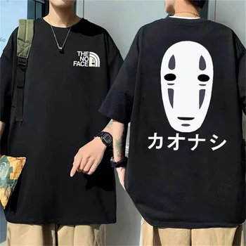 Мужские футболки с графическим принтом Японского аниме без лица, уличная одежда, футболки унисекс, мужские, женские Летние модные повседневные футболки оверсайз