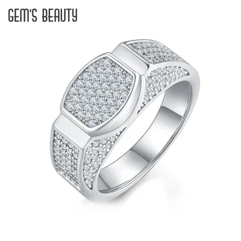 Мужское кольцо с муассанитом из серебра 925 пробы, покрытое платиной Со сверкающими камнями - идеальный подарок на годовщину или праздник для Него