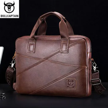 Мужской портфель BULLCAPTAIN, деловая сумка, может использоваться для 15-дюймового ноутбука, повседневные сумки-мессенджеры из коровьей кожи, мужская сумка