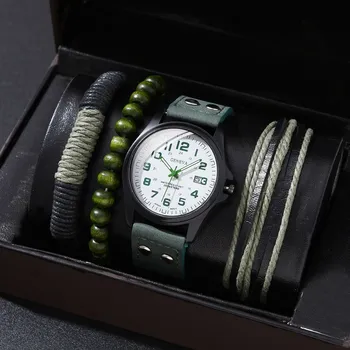 набор из 4шт часов Модные мужские спортивные мужские кварцевые часы для мужчин Деловые часы relogio masculino