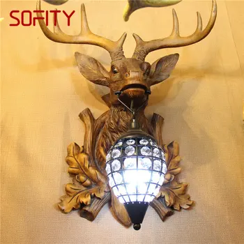Настенное освещение SOURA Modern Antlers Креативный Хрустальный светильник для помещений Бра Led для дома, гостиной, спальни, прикроватной тумбочки, декора крыльца