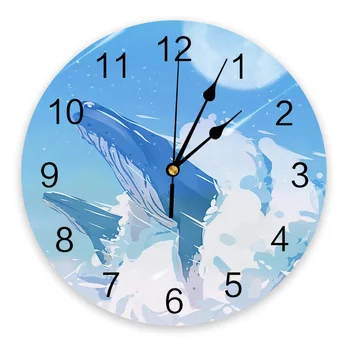 Настенные часы с китово-голубым небом, метеором, звездой и облаком, современный дизайн, украшение гостиной, Кухня, Бесшумные часы, домашний декор
