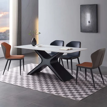 Настольный светильник Rock plate, роскошная семья, маленькая семья, итальянский современный простой прямоугольный стол с утолщением, комбинированный обеденный стол