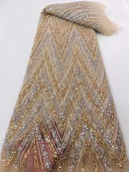 Новая высококачественная сетчатая ткань для вышивания трубками с бриллиантами, расшитая блестками ткань для свадебного платья ткань 5 ярдов