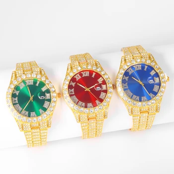 Новые мужские часы Iced Out, кубинский браслет-цепочка Bling Miami с часами, мужские часы в стиле хип-хоп, Роскошные Золотые часы, женские Reloj Hombre