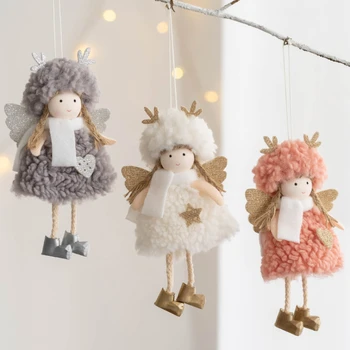 Новый 2022 год Ноэль Рождественские куклы Ангел Санта Клаус Подвесные украшения Елочные украшения для дома Детский подарок на День рождения ремесло