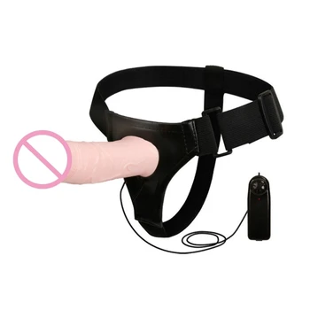 Носимый Фаллоимитатор на ремешке с регулируемым Полым вибратором на ремне, трусики-мастурбатор, секс-игрушки для взрослых E1YC
