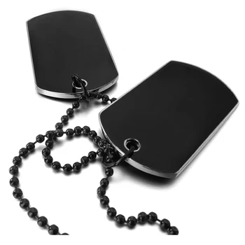 Ожерелье из 2 предметов с подвеской из сплава, Подвеска в черном армейском стиле, двойная табличка с собачьей биркой, байкерская цепочка, ожерелье 27 дюймов, мужчина