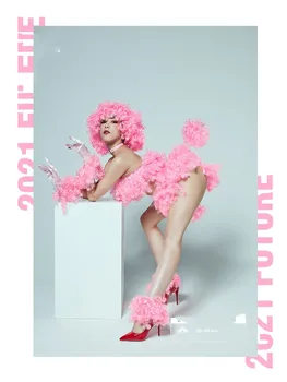 Оригинальная серия на День Святого Валентина, розовый кудрявый сексуальный костюм-бикини, женский костюм gogo, новый ds