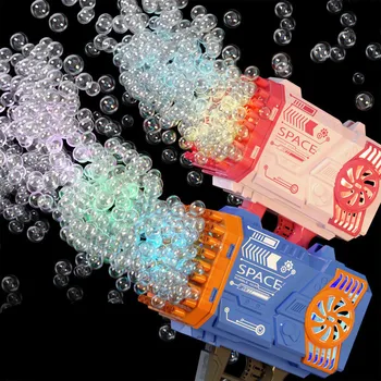 Пистолет-базука с отверстиями для ракет, мыльные пузыри в форме пулемета, автоматическая воздуходувка с легкой игрушкой для детей, подарочный пистолет-базука для мыльных пузырей