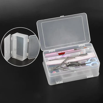 Пластиковый Прозрачный Многофункциональный Прямоугольный ящик для хранения инструментов для нейл-арта, Органайзер для канцелярских принадлежностей, Ящик для инструментов для маникюра