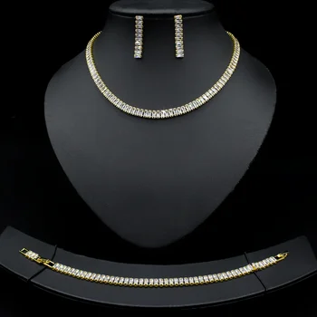 подлинный люксовый бренд, настоящие драгоценности, Новое женское ожерелье из циркона, серьги, браслет-цепочка, Свадебные аксессуары высокого качества