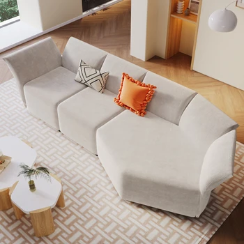 Простой стильный диван с полиэстеровой обивкой, регулируемой спинкой и свободной комбинацией для гостиной