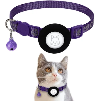 Регулируемый светоотражающий ошейник для домашних животных, ожерелье с колокольчиками для аксессуаров для кошек и собак Airtag