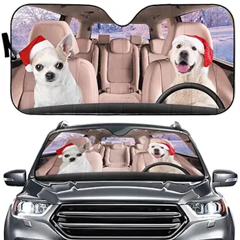 Рождественский водитель собаки Складной Солнцезащитный козырек на лобовое стекло автомобиля, складной Солнцезащитный козырек, солнцезащитный козырек для автомобиля, грузовика, внедорожника