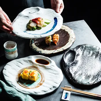С тарелкой для уксуса, керамической тарелкой для клецек, тарелкой для макания суши димсам, Большой креативной и стильной отделяемой тарелкой