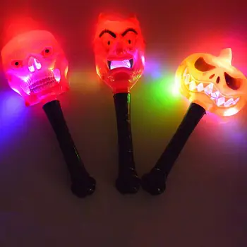 Светящиеся палочки для Хэллоуина, Светящаяся Тыква, Голова Призрака, Волшебная Палочка Ведьмы, Ужас, Забавный детский Праздничный реквизит для выступлений
