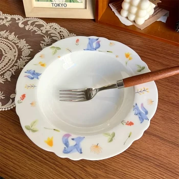 Серия Creative Animal Park Серия Healing Керамическая плоская тарелка для супа Семейная тарелка для завтрака Западная посуда