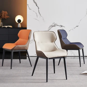 Скандинавские обеденные стулья из искусственной кожи для ресторанной мебели, обеденный стул с губчатой спинкой высокой плотности, кухонный стул для отдыха