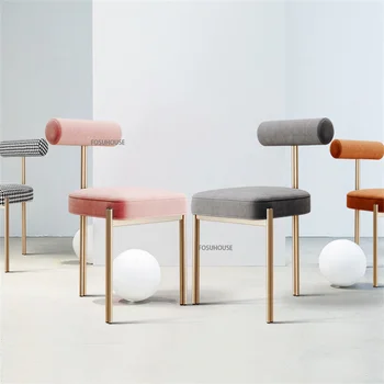 Скандинавские фланелевые обеденные стулья для кухонной мебели, Домашний легкий роскошный стул, Простые креативные стулья для столовой со спинкой CN