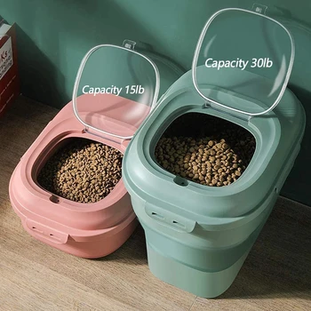 Складные контейнеры для хранения кормов для домашних животных Большой емкости, герметичное ведро для хранения сухого корма для собак и кошек, Герметичное ведро для домашних животных, аксессуары