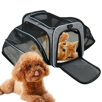 Собаки Кошки, сумка для транспортировки с вентиляцией, Дорожная сумка для кошек, Расширяемая Складная Переносная сумка для переноски домашних животных, Дышащие принадлежности для домашних животных