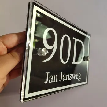 Современная табличка с адресом дома, табличка с номером двери, таблички с названиями улиц, эффект стекла