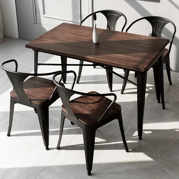 Современный небольшой обеденный стол Квадратный из массива дерева, водонепроницаемый обеденный стол и стулья в скандинавском стиле, дизайн кухонной мебели Mesa Comedor
