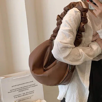 Сумка Soft Cloud Bag Корейская версия сумки, новая женская сумка на одно плечо, студенческая сумка Fairy для подмышек, женская плиссированная сумка