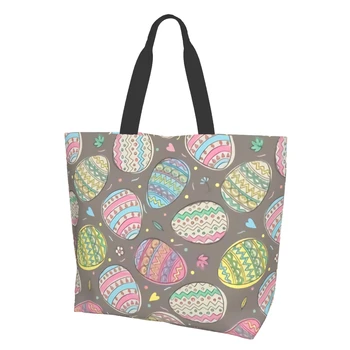 Сумка-тоут для женщин с каракулевым яйцом, пасхальные многоразовые сумки для покупок, пляжная сумка