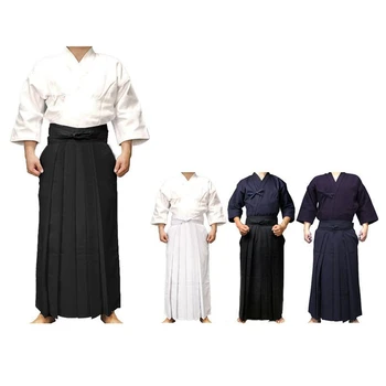 Униформа для Кендо Японская Традиционная Одежда для мужчин Хакама Кендо Ги Мужская Хлопчатобумажная Одежда Для боевых искусств Мужской Костюм для Айкидо Хапкидо