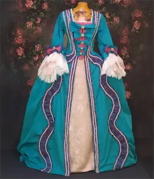 Французское платье из небесно-голубой тафты в стиле Рококо 1770-х годов Бальное платье Марии-Антуанетты Благородной принцессы Королевы, Сшитое На Заказ