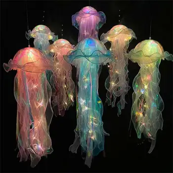 Цветной светильник в виде медузы, фонарь, Русалка, Партия, Фонарь в виде медузы, Девушки, счастливые под морской тематикой, декор для вечеринки по случаю дня рождения