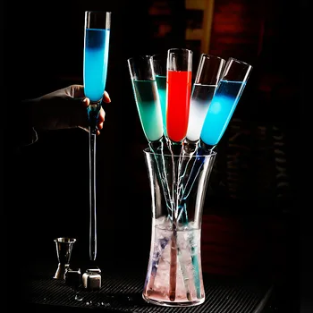 цельные бокалы из ПК-пластика, небьющиеся пляжные бокалы для коктейлей с длинной ручкой, цветные бокалы для шампанского, игристые флейты