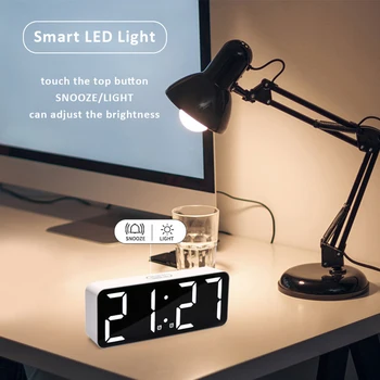 Цифровой будильник со светодиодным дисплеем, 3,1-дюймовый настольный будильник с большим экраном для спальни, гостиной, рабочего стола