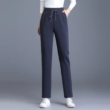 Элегантные повседневные спортивные брюки Оверсайз, женские эластичные прямые брюки на шнурке с высокой талией, женские 2023, Новая модная женская одежда