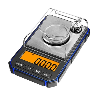 Электронные цифровые весы весом 0,001 г Портативные мини-весы Прецизионные Карманные Миллиграммовые весы Весом 50 г Калибровочные гири синего цвета