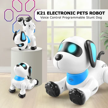 Электронный робот-собака LE NENG K21, собака-каскадер, игрушка для робота-собаки с дистанционным управлением, Голосовое управление, программируемая сенсорная музыкальная игрушка для танцев